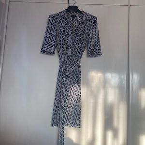 Wrap Tie dress navy blue